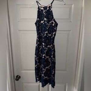 Lulus navy  midi cocktail  dress